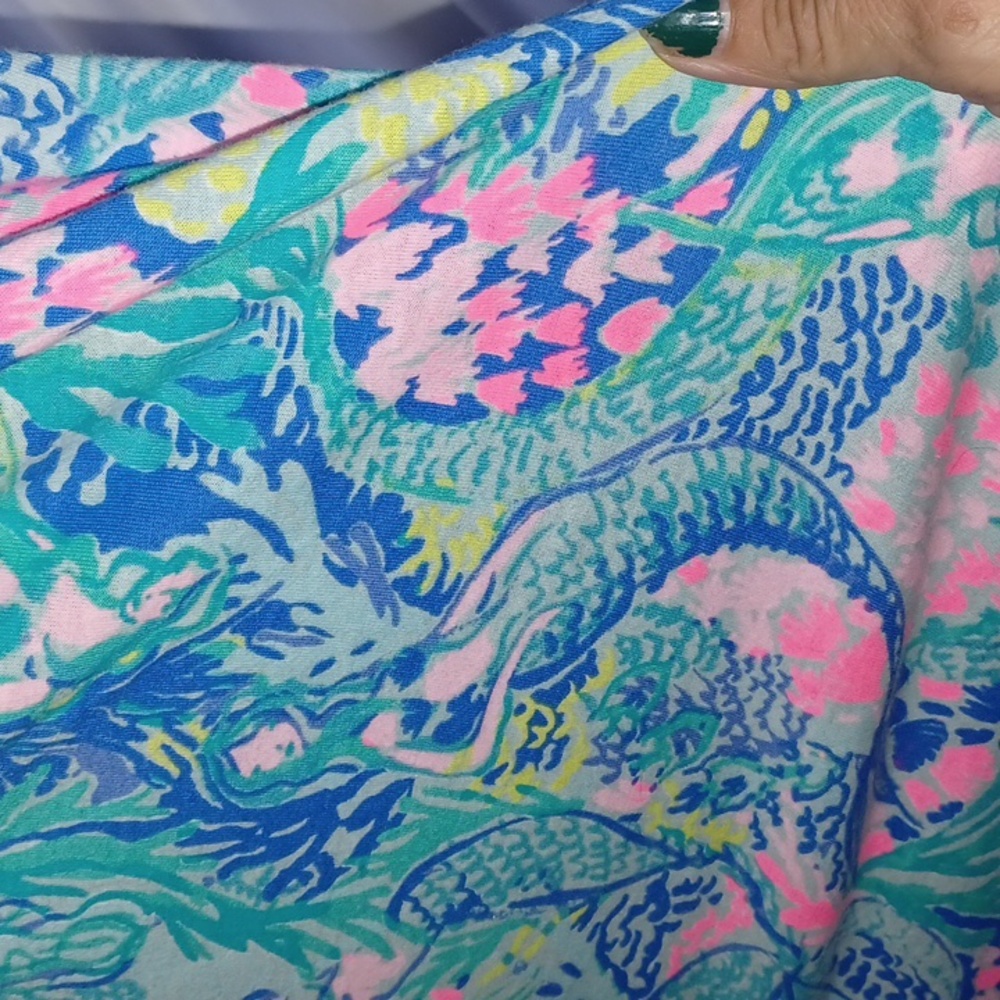 Lilly Pulitzer Mermaid Cove Shift Dress, Sz XL, 20" PTP, 30" L - Picture 4 of 8